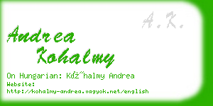 andrea kohalmy business card